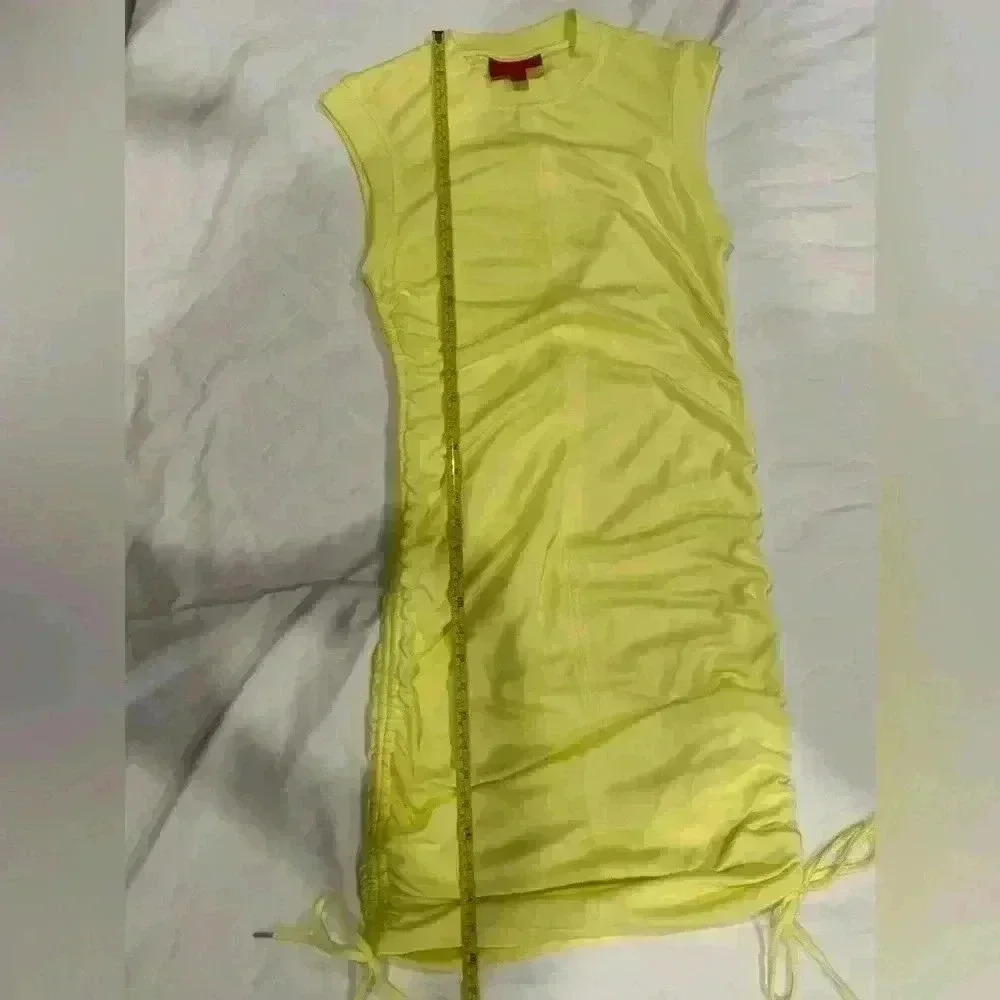 Jennifer Lopez Midi Dress Size Medium Yellow - Picture 7 of 8